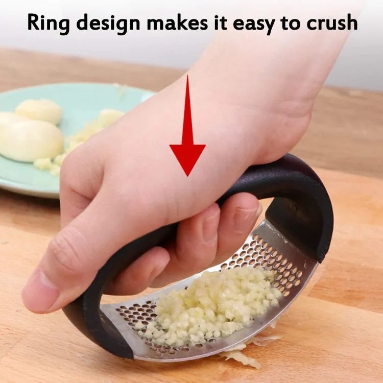 Stainless Steel Garlic Press Rocker – Manual Crusher & Chopper Tool
